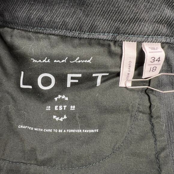 Made and Loved LOFT Chargoal Gray/Black Corduroy Curvy Boot Cut Jeans Size 18 - Picture 5 of 9